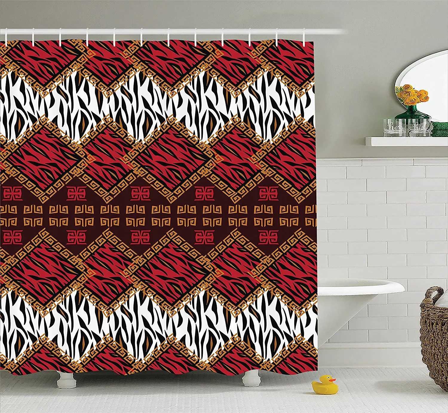Safari Decor Shower Curtain African Style Wild Animal Skin ...
