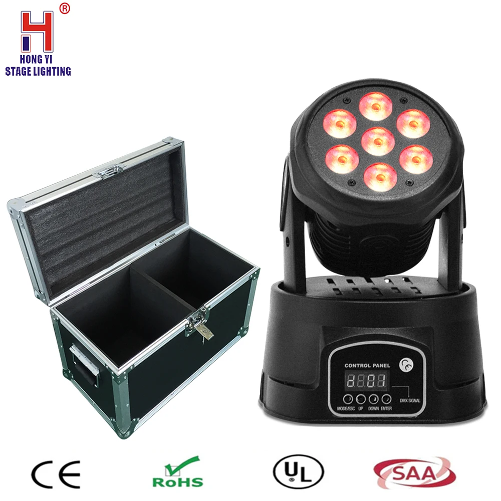 

7x12W Mini LED DMX Spot light Club DJ Stage Lighting Party Disco Moving heads Light with flight case (2pcs/lot)