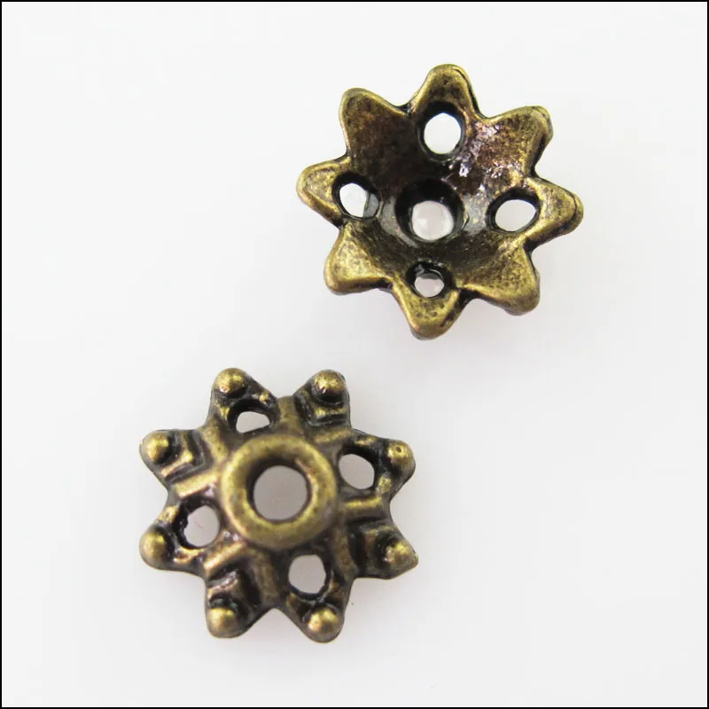 

New 45Pcs Antiqued Bronze Tone Flower End Bead Caps Connectors 9mm