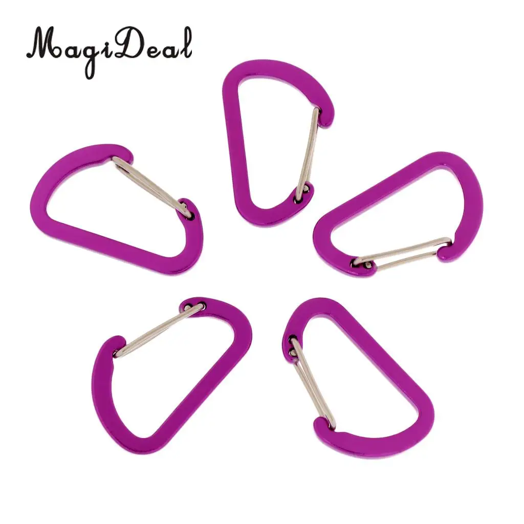 High Quality 5 Piece Outdoor D Ring Carabiner Spring Snap Clip Key Chain Hook Buckle Climbing Caving Hiking Camping Travel