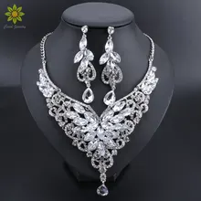 Мода Кристалл наборы свадебных ювелирных изделий для ожерелье и серьги невесты Свадебная вечеринка Комплект бижутерии интимные аксессуары украшения для женщин