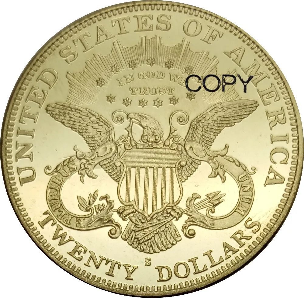 США 20 долларов Liberty Head Double Eagle с девизом 1907 D S латунные металлические копии