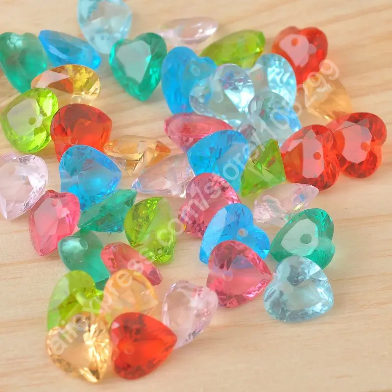 

Jewelry Findings 100PCS Imitated Cubic Zirconia Imitation Cz Heart Stone For Earring Beads One Hole 9 Colors