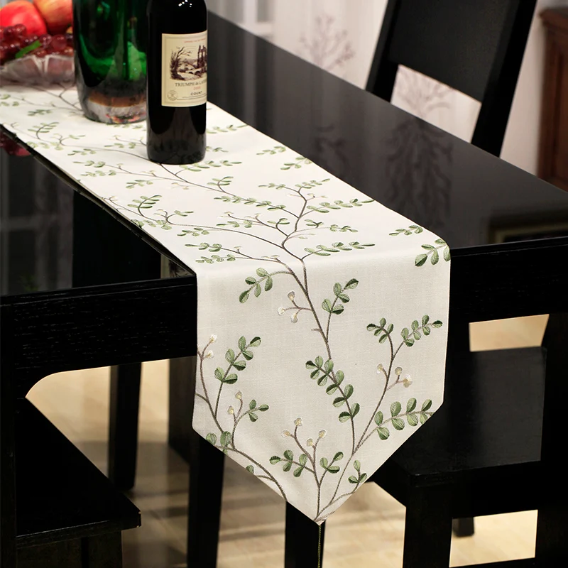 

Polyester Accessories Flower Table Runner Desk Cloth Wedding Kitchen Utensils European Style Home Party Decorate Table Runner