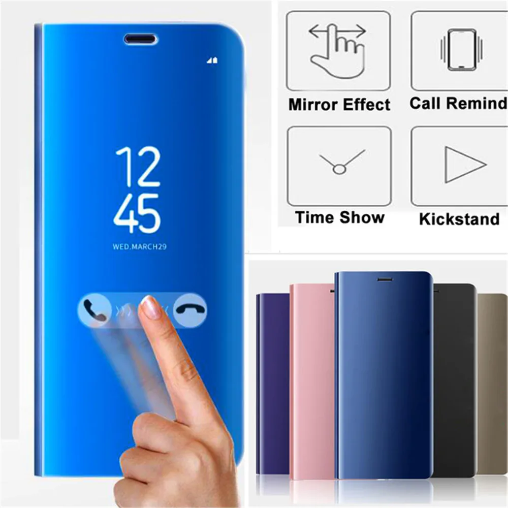 Зеркальные чехлы для Huawei Y5 Y6 Y7 Prime Y9 2018 2019 зеркальный флип чехол Honor 8A Pro кожаный