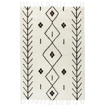Шерсть нордический марокканский стиль килим ковер ручной работы геометрический Богемия индийский ковер плед полосатый современный черный белый дизайн