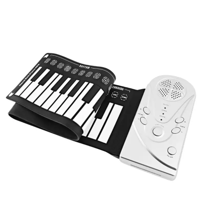 Portable 49-Key Flexible Silicone Roll Up Piano Folding Electronic Keyboard For Kids Children Student Early Learning Education