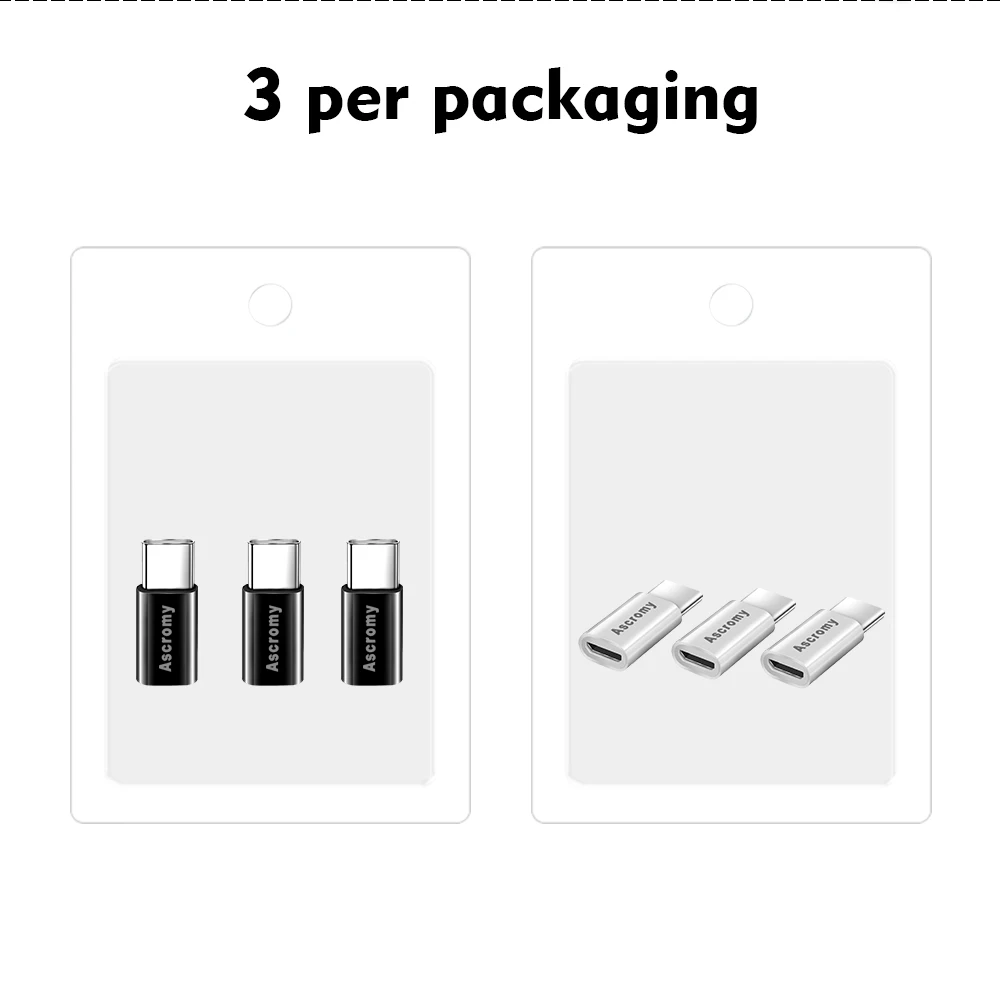 Ascromy 3 шт. USB C к Micro USB адаптер для OnePlus 5 6 5T LG G5 G6 samsung Galaxy S9 Plus S8 Note 8 type C 3,1 конвертер type c