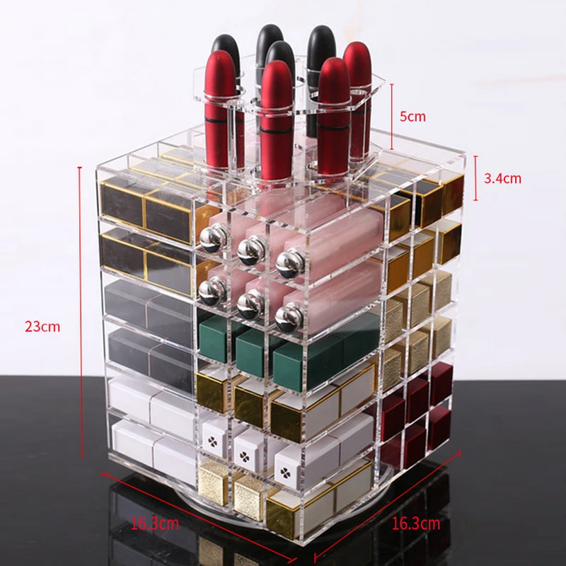 

Mordoa Fashion Clear Acrylic 360 Degree Rotating Makeup Organizer Lipstick Nail Polish Rack Desktop Women Cosmetic Storage Box