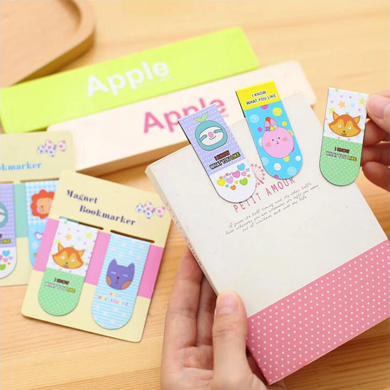 

Creative Cartoon Animals Sets Magnetic Bookmark Mini Book Folder DIY Office Stationery and School Supplies 1PCS/Bag