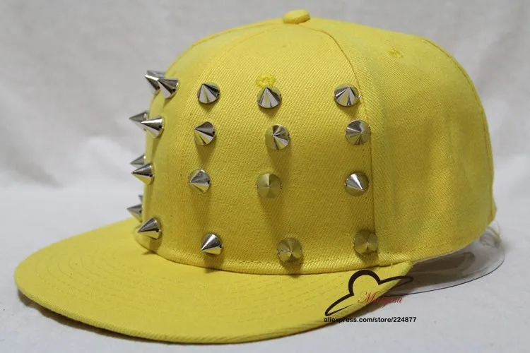 Модная Бейсболка hat мужчины женщины в стиле хип-хоп Кепки snapback Кепки шляпа кожа заклепки панк ВС hat фуражке Кепки