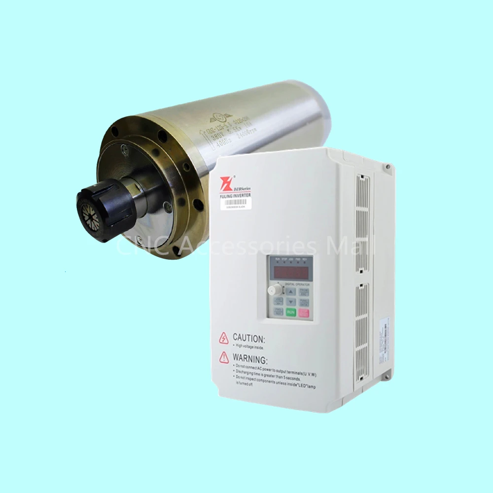 Двигатель шпинделя с водяным охлаждением 380 кВт D125mm ER25 AC220V/V и инвертор 5.5KW VFD |