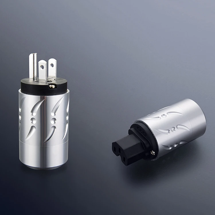 

Viborg Pure Copper Silver Plated US Power Connector HIFI IEC Female Plug VM502S+VF502S Audio Power Connector