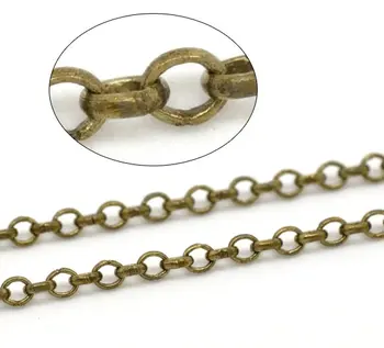 

Free shipping!!!!100M/lot Bronze Tone Link-Soldered Rolo Chain Findings 2.5mm