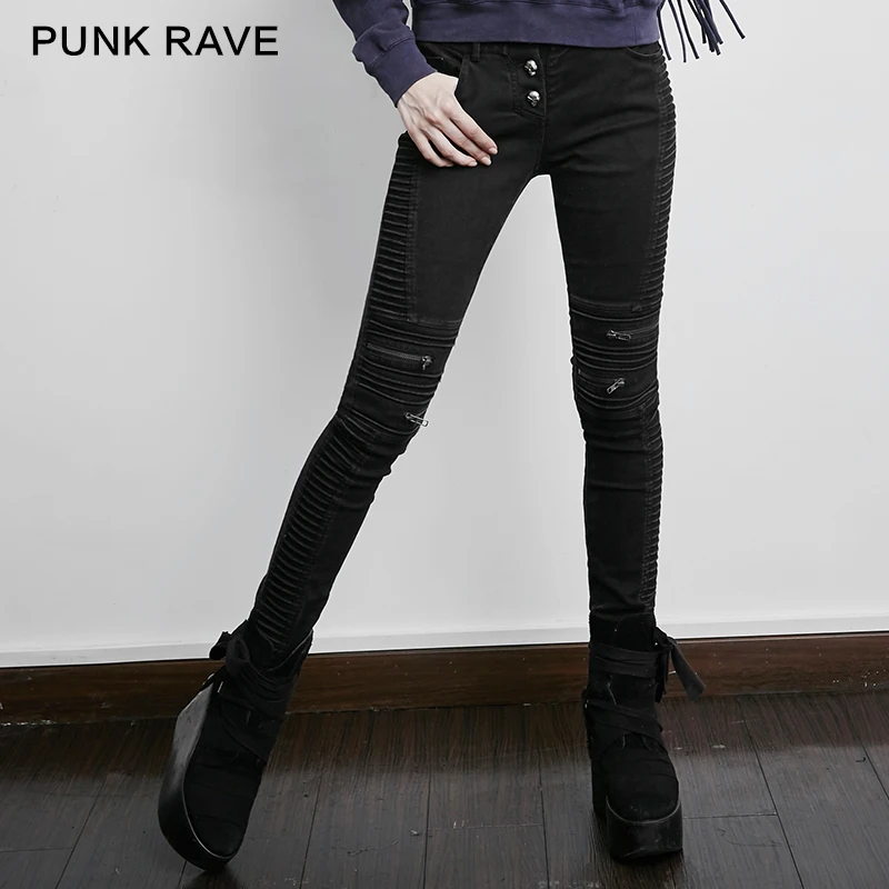 Punk Rave Gothic Casual pants jeans punk lolita biker fashion couture ...