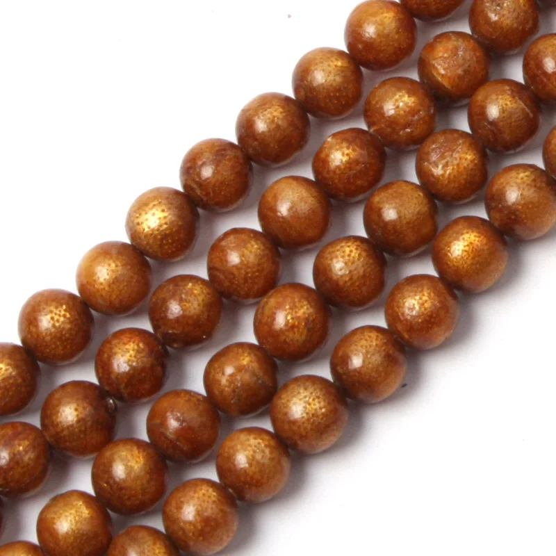 round golden coral beads natural coral beads DIY loose beads for