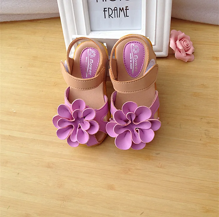 Летний стиль детская обувь для девочек сандалии с цветочным узором для девочек туфли принцессы для маленьких девочек обувь для детей детские сандалии - Цвет: Лаванда