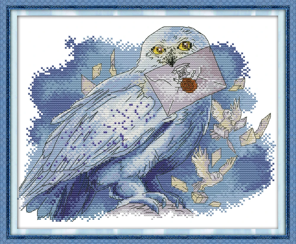 

The messenger owl cross stitch kit aida 14ct 11ct count print canvas stitches embroidery DIY handmade