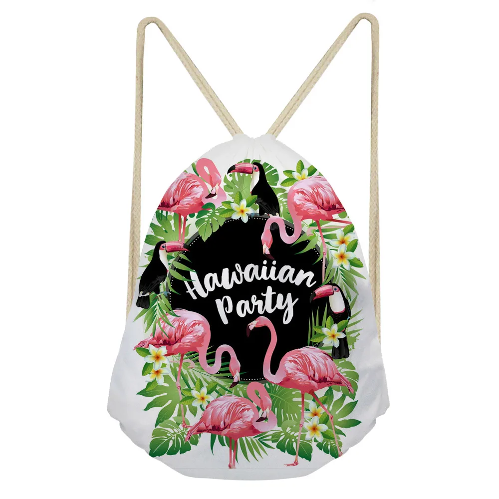 

ThiKin Women's String Backpack Drawstring Bag Flamingo Printing Mini School Bag for Teenagers Girls Unicorn Beach Bag