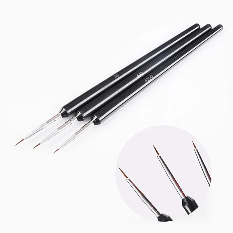 3pcs/set Nail Art Liner Painting Pen 3D Tips DIY Acrylic UV Gel Brushes Drawing Kit Flower Line Grid French Design Manicure Tool