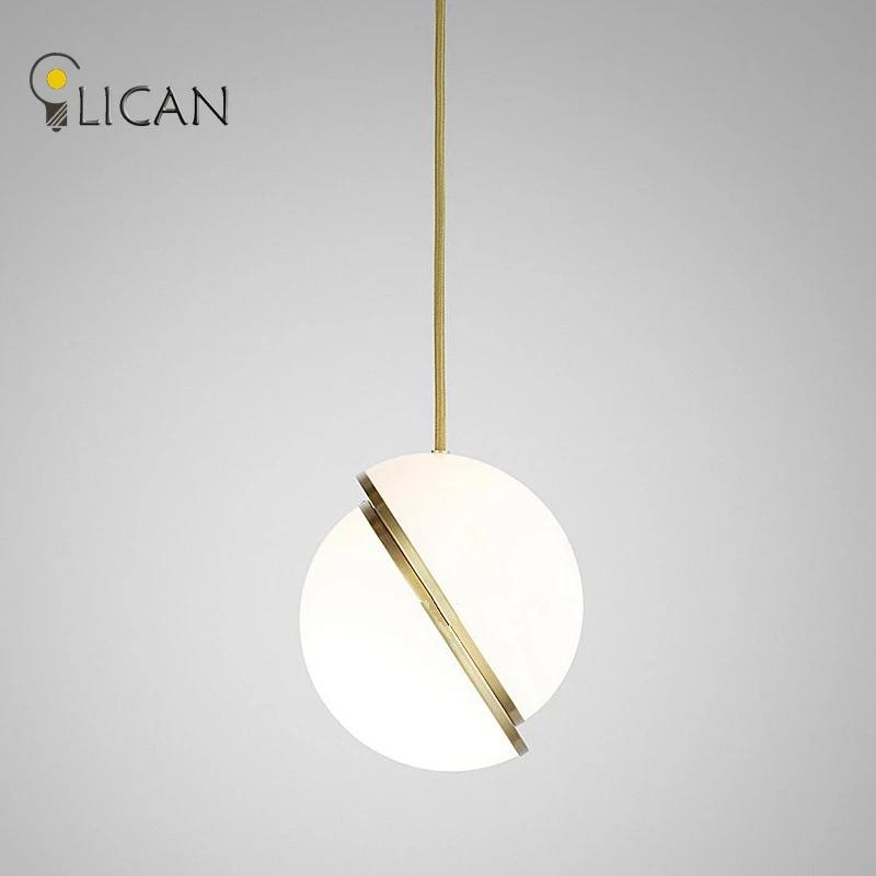 LICAN Denmark designs round balls Pendant Lights Creative Round Moon Brass Suspension Pendant lamp for Dining room Living room