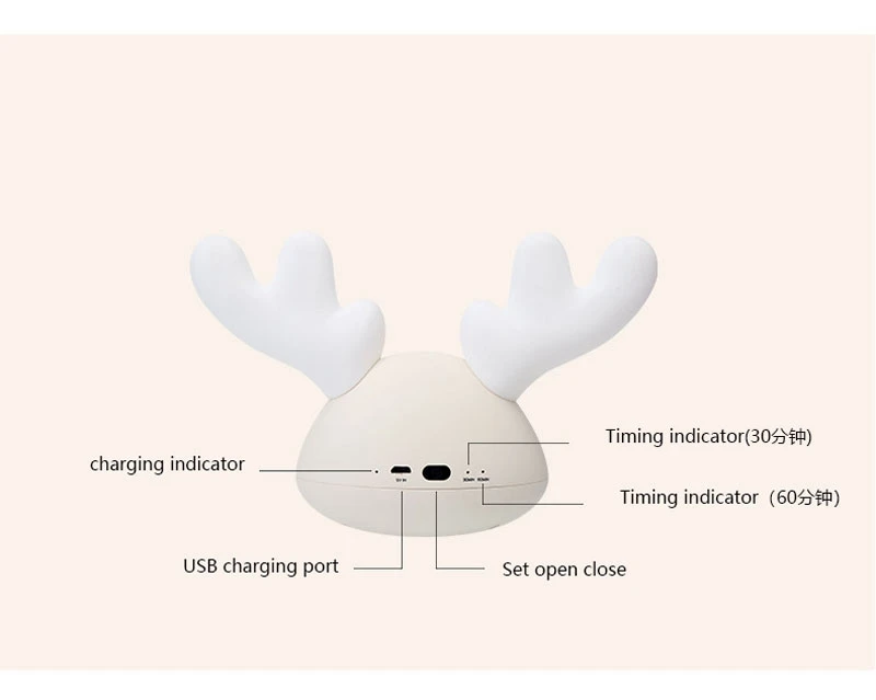 Мультфильм олень светодиодный ночник зарядка через usb Освещение для сна 7 цветов Сменные силиконовые ночника для детей рождественские