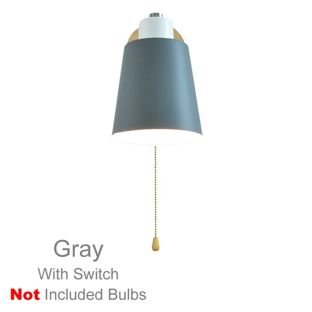 Gray-With Switch Деревянный настенный светильник прикроватный настенный светильник с выключателем современный настенный свет Nordic Макарон бра для спальни Ресторан гостиная рулевого управления - Цвет абажура: Gray-With Switch