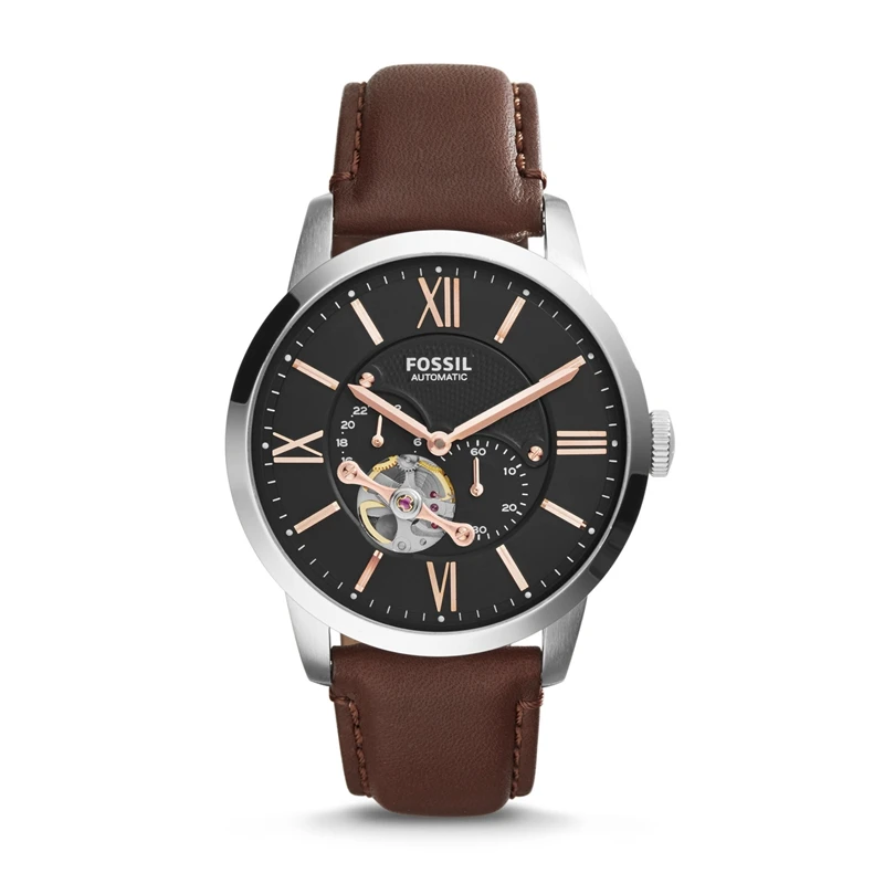 

FOSSIL Men's Townsman Mechanical Stainless Steel Watch with Brown Leather Strap ME3061