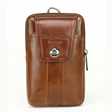 Мужская поясная сумка из натуральной кожи, двойной кошелек на молнии, сотовый/мобильный телефон, карманный портсигар, кошелек для монет, мужской кошелек для денег