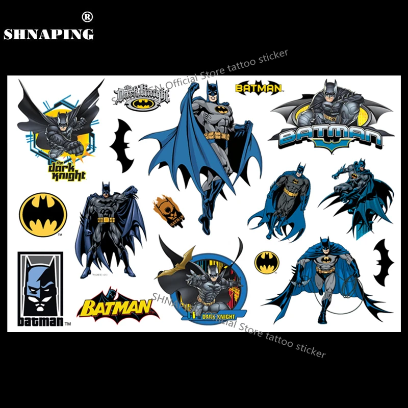 SHNAPIGN Dark Knight Batmen Детские временные тату боди арт флэш наклейки для 17*10 см