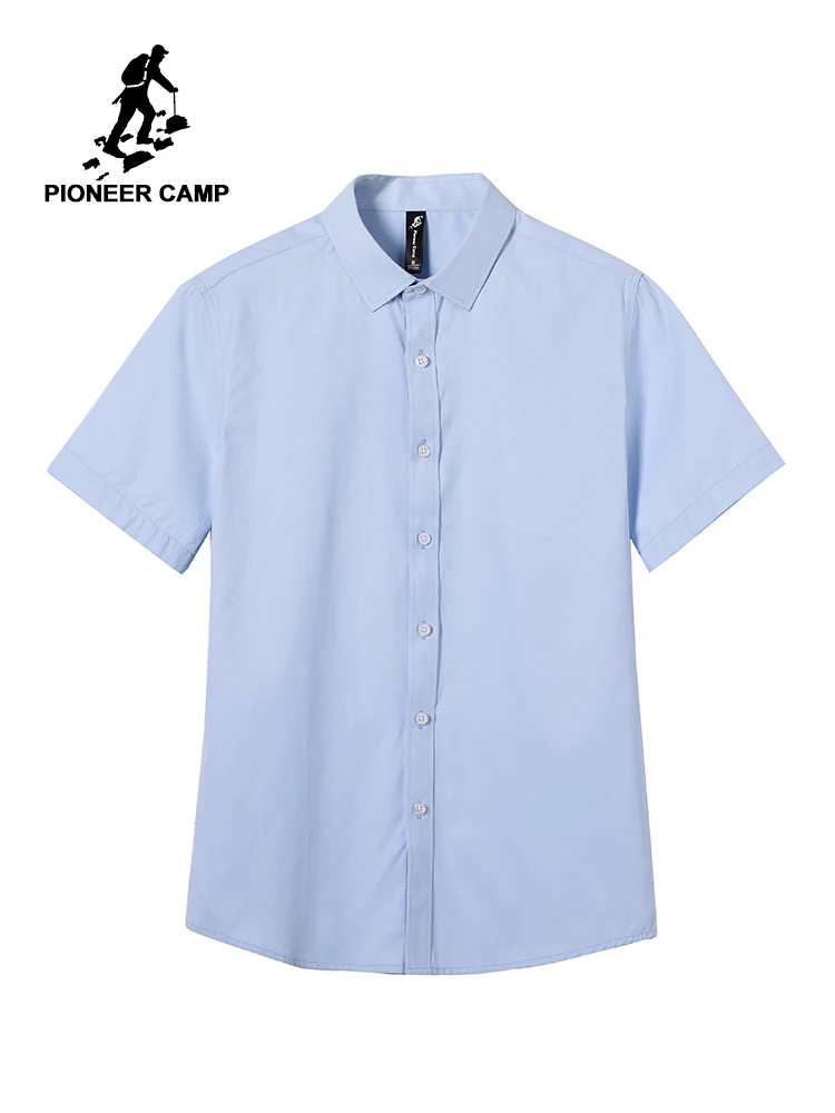 

Pioneer Camp New Arrival Short Sleeve Men Shirt Solid Cotton Mens Dress Shirts Comfortable Breathable White Male Shirt ADC901269