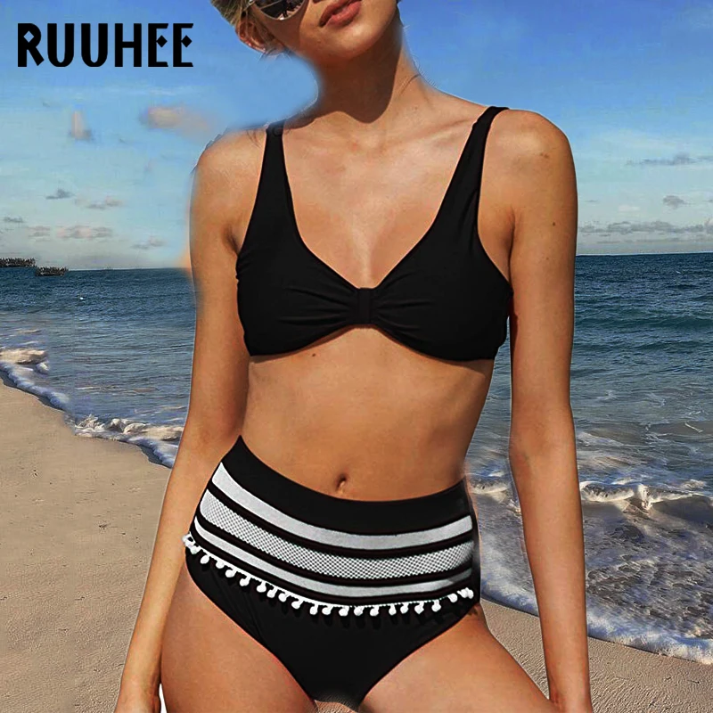 

RUUHEE Women Bikini 2019 Swimsuit Swimwear High Waist Bikini Set Push Up Bathing Suit Hollow Beachwear Swimming Suit Biquinis