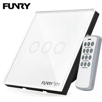 

FUNRY ST1 3 Gang 1 Way Smart Remote Control Switch 433mhz EU Touch Sensor Light Switch Wet Hand Touch Luxury Tempered Glass