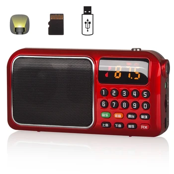 

Pocket Radio FM Radio Mini Portable Rechargeable Radio Receiver Speaker with Flash Light Support USB TF Card Music MP3 Player