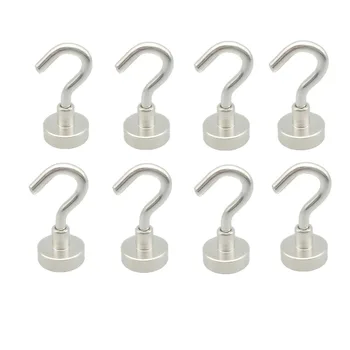 

Magnet Door Hanger Hook Diameter 16mm Magnetic Lathed Pots M4 Hook 5kg pulling Strong Magnet Neodymium Magnets Door Organiser