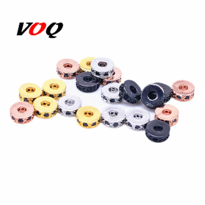 

Wholesale Bracelets Accessories Round 7mm Diameter Copper Inlay Zircon Spacers Beads Charms Diy Jewelry Hand Making p26