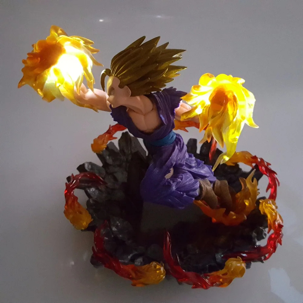 Dragon Ball Z Гохан Супер Saiyan костюме Fire Fist ПВХ Фигурки светодиодный светильник аниме