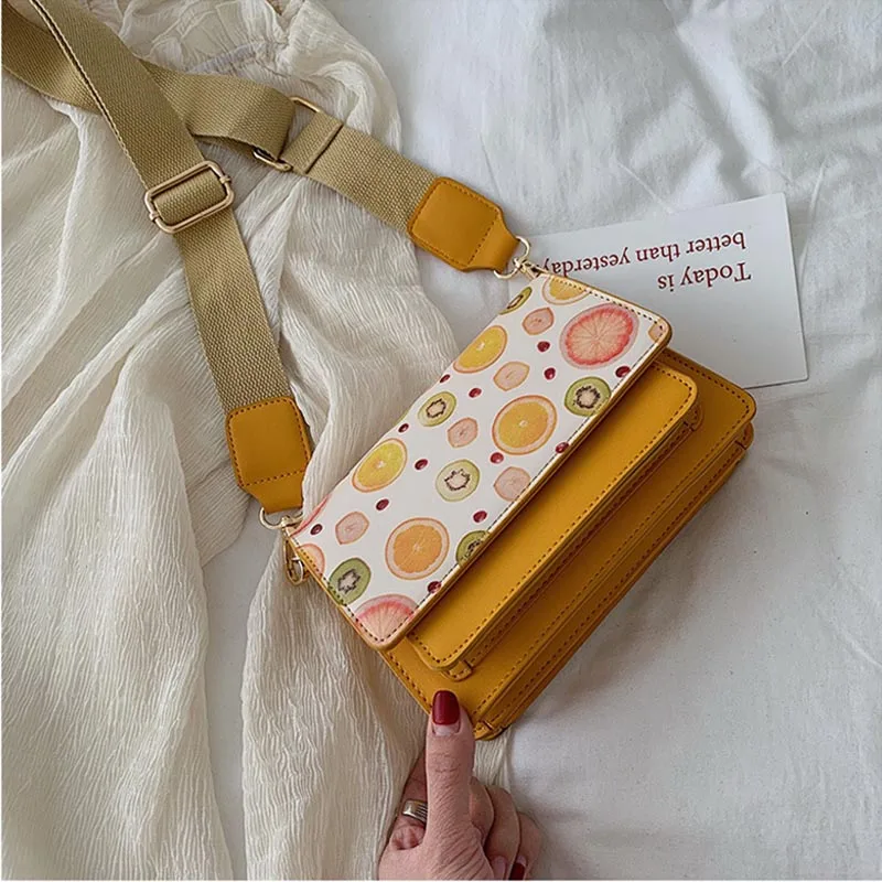 

Crossbody Single Shoulder Bag Fruit Pattern Handbag with Wide Strap for Women -OPK