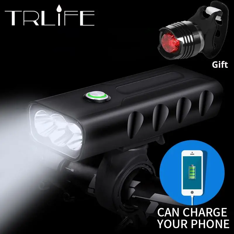 Kaufen 15000Lum 2 3 * L2 T6 USB Aufladbare Eingebaute 5200 mAh 3 Modi Fahrrad Licht Wasserdichte Scheinwerfer Fahrrad Zubehör Mit rücklicht