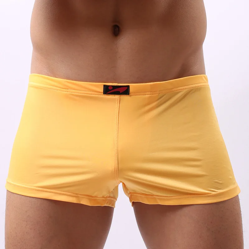 Breathable Ice Silk Boxer Shorts Men Penis Pouch Trunks Sex Underpants 