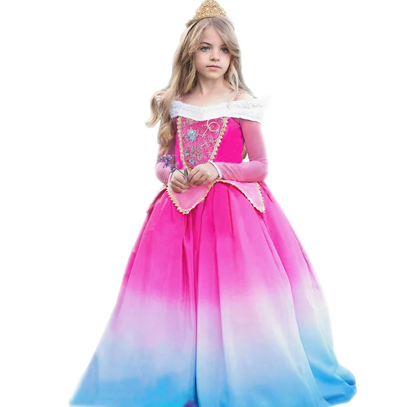 Детское праздничное платье для девочек; костюм; платье принцессы с длинными рукавами; Одежда для маленьких девочек; Vestidos; платья для маленьких девочек; От 3 до 12 лет - Цвет: As picture