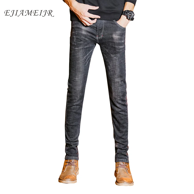 Men's Jeans High Stretch Fashion Black Denim Brand Men Slim Fit Jeans Size 27 28 29 30 31 32 33 34 36 Pants Jean