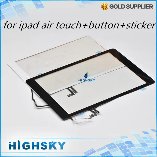 100% tested lcd glass with flex cable for touch Ipad Air 5 digitizer + sticker+home button +tools 10 pcs/lot HK free shipping