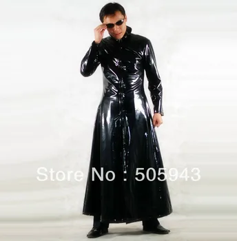 

Free Shipping DHL Custom Made New Arrival Sexy Black PVC Zentai Catsuit Windbreaker Zentai Suit For Halloween Party Front Zipper