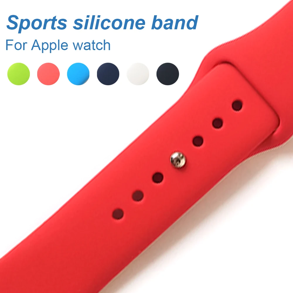 Красочные мягкие силиконовые замена спортивный ремешок для 38 мм Apple Watch Series1 2 42