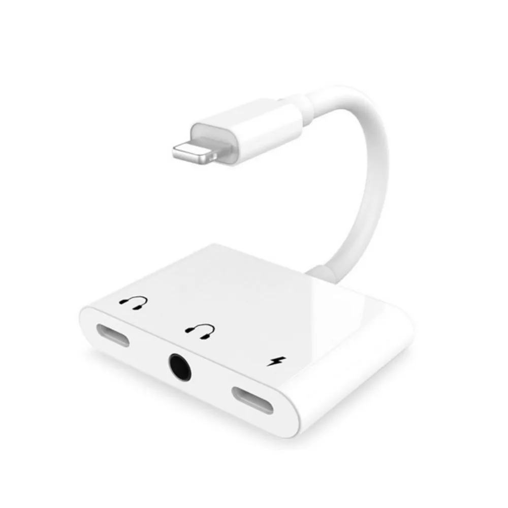 

Dual Lighting Charging 3.5mm Earphone Jack Adapter 3 in 1 Audio Splitter Aux Cable With Mic Call Charger For iphone X 8 7 6 Plus
