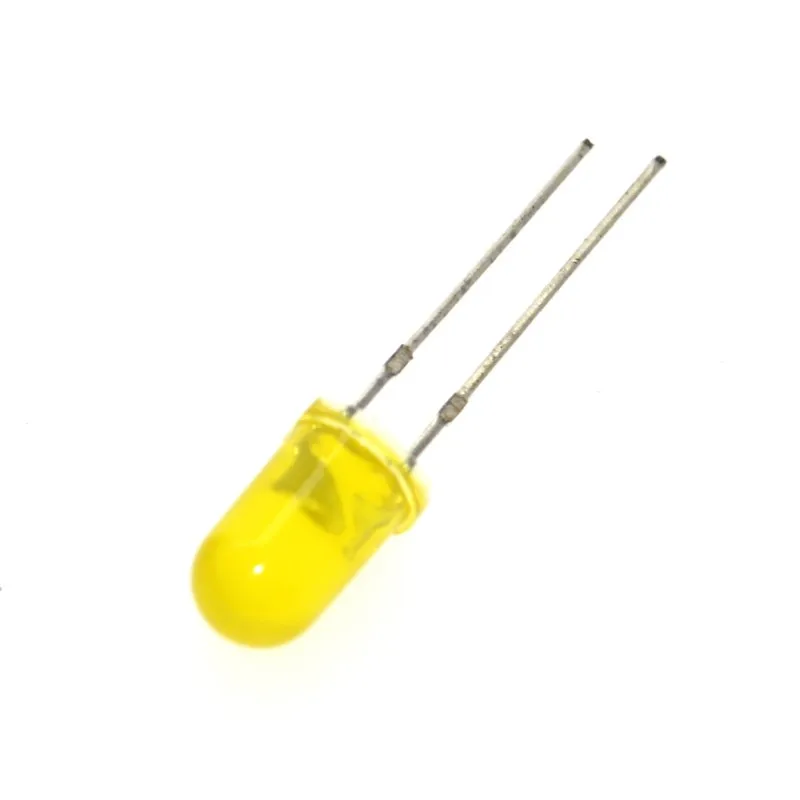 100 шт./лот 5 мм желтые волосы желтовато-Выделите трубки светодиодный свет-светодиод желтое свечение трубка желтый светодиодный