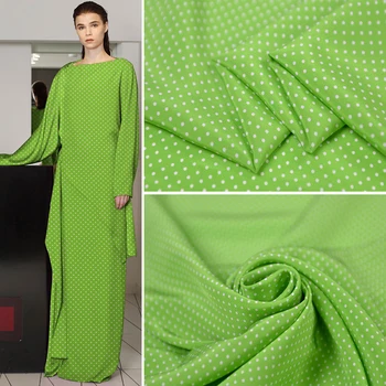

Printed 100% silk crepe sugar bean white dot Cute Classic