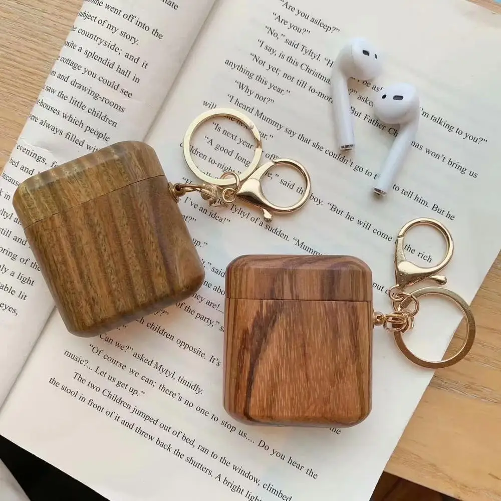 

Pure wood bamboo Bluetooth Headset Cover For Airpods Apple Protection Case Business Wireless Earphone Box Earbuds Bag