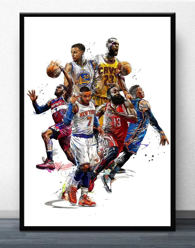 

FX1783 LeBron James NBA Basketball Super Stars Stephen Curry Comic Poster Art Silk Light Canvas Home Room Wall Printing Decor